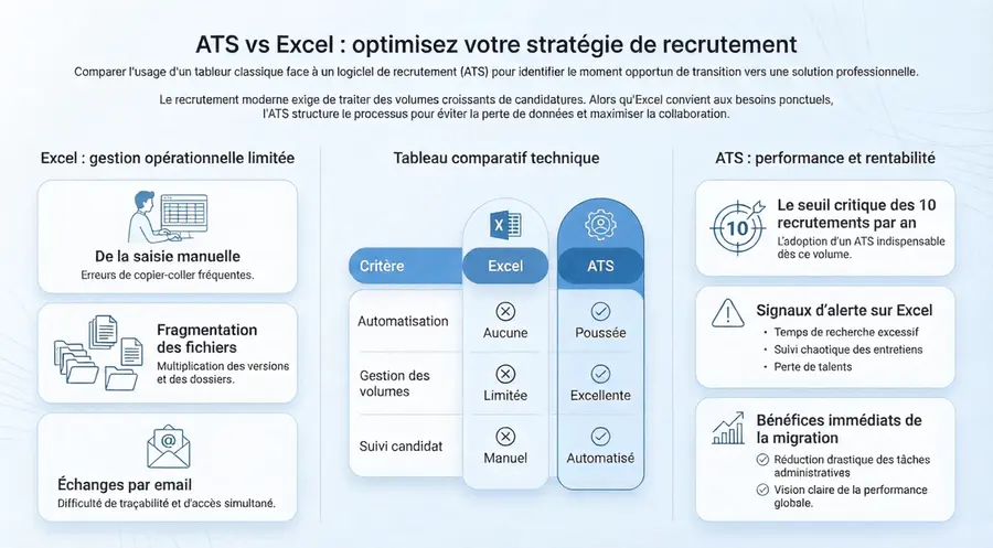 Infographie - Logiciel de recrutement vs Excel : Choisir le bon outil pour votre recrutement (comparatif pour recruteurs et RH)
